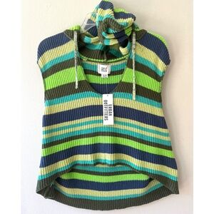 UO Urban Outfitters Sz M‎ Oversized BDG Cropped Hooded Knit Tank Top Pullover